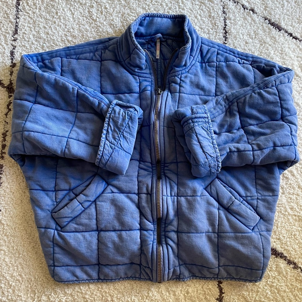 Dolman Quilted Knit Jacket Free People Blue Iris XS